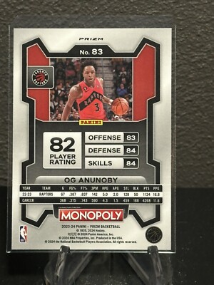 OG ANUNOBY 2023-24 Panini Monopoly Prizm Purple Wave #83