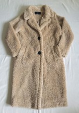 Long Teddy Coat Beige Size 6