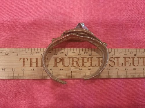 Bracciale Etnico Artigianale Vintage con Pietra Grezza Agata Stile Brutalista Apx 6,5 - Foto 5 di 15