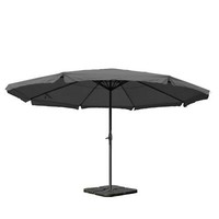 Alu-Sonnenschirm Carpi Pro, Marktschirm Mit Volant Ø 5M, Anthrazit, Mit StäNder