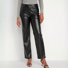 NWT Old Navy High Waisted OG Loose Faux Leather Pants in Black Womens Sz 10 TALL