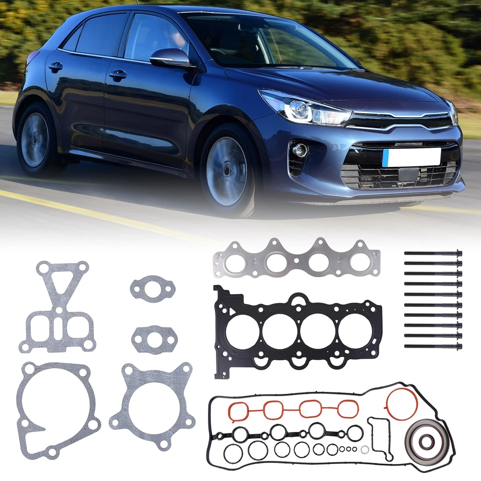 Juego de juntas de culata con pernos y válvulas de escape de admisión para Accent Veloster Rio Soul 1,6 L Foto 2 de 4