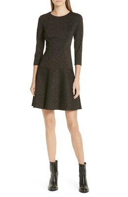HUGO BOSS Black Silver Glitter Sparkle KELANIS Fit & Flare Career Dress 4  US = S | eBay