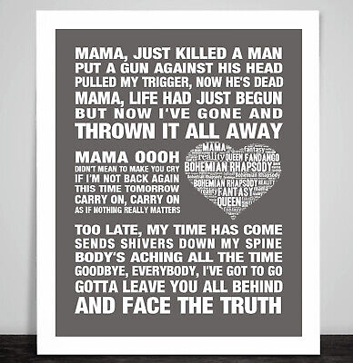 Queen 'Love Of My Life' Freddie Mercury Song Lyric Print - Bohemian  Rhapsody - Valentines day Gift - Queen Poster - Freddie Mercury print