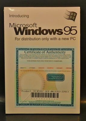 Vintage Windows 95 Distribution For a New PC Book Only with Product ID