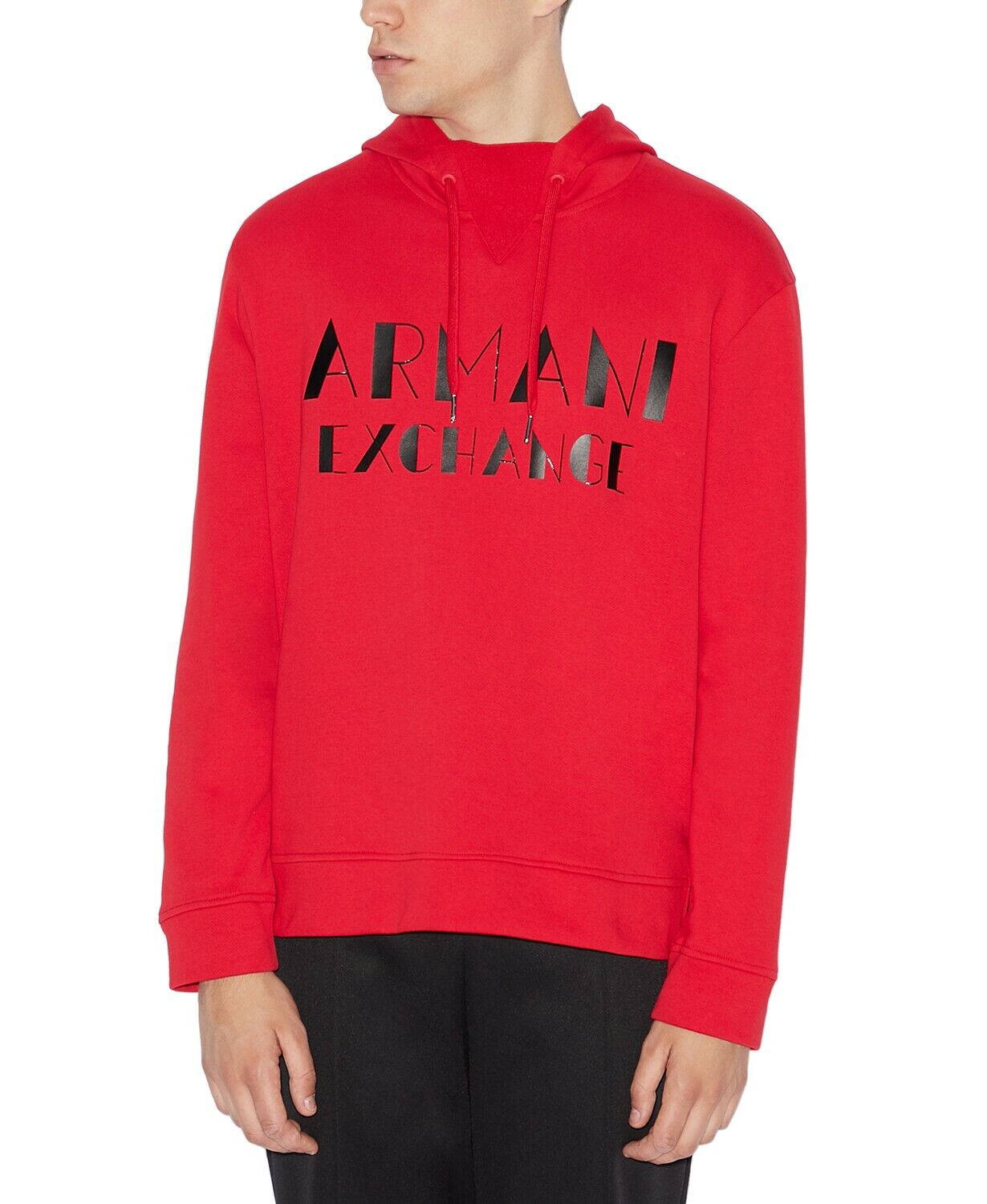 Red Medium DESIGNER A|x Armani Exchange Men's Marquee Logo Hoodie 