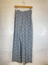 Laura Ashley Blue Floral Flowy Viscose Pant Cottage Core Vintage US Size 8