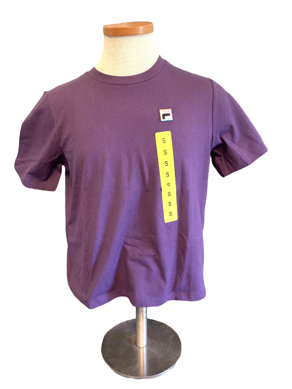 T shirt FILA uomo viola classica manica corta nuova con etichette. Taglia S.
