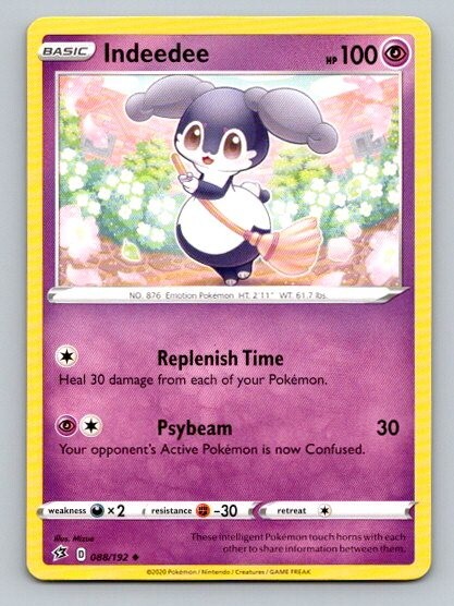 2020 Pokemon Card Rebel Clash Indeedee 88/192