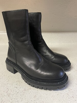 Steve Madden Braced Black Leather Boots Size 7M