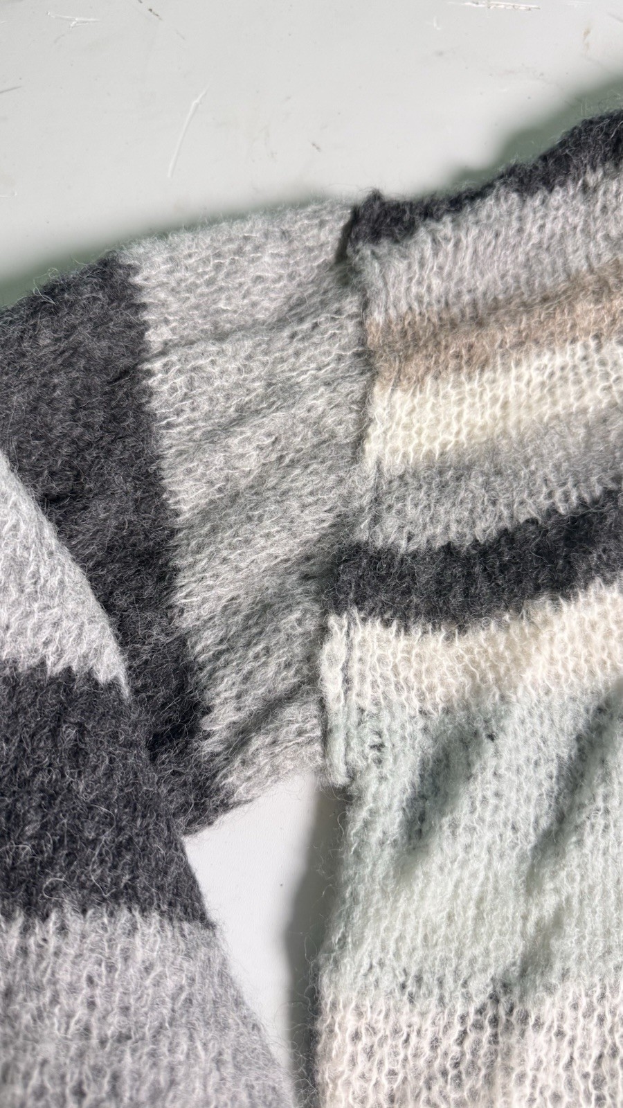 Free People Alpaca Striped Patchwork Sweater Gray… - image 7