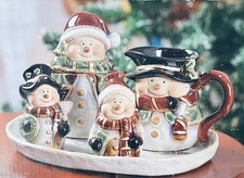Kirklands Home 5pc Snowman Christmas Hostess Set w Box