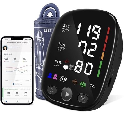 Automatic Arm Blood Pressure Monitor Bluetooth Cuff 22-42cm   2 Users 240 Memory
