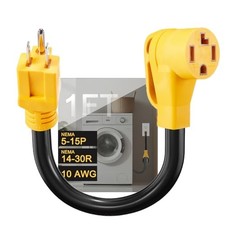 Dryer Adapter Cord NEMA 5-15P to 14-30R Power Adapter, Heavy Duty STW 10AWG, 3