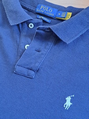 Polo Ralph Lauren Custom Slim Fit Polo Shirt Men's M Navy Blue White Pony Logo