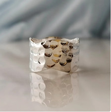 925 Sterling Silver Hammered Wave Ring, Chunky Thick Ring, Thumb Band All Size
