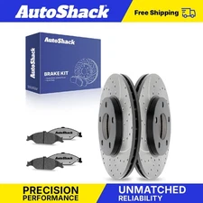 Front Drilled Slotted Brake Rotors Ceramic Pads for 1999-2004 Ford Mustang