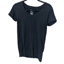 Womens GAP Short Sleeve Easy V-Neck T-Shirt True Black Medium