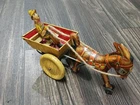 ​Vintage Marx Tin Wind Up Balking Mule Cart Toy Cowboy Donkey