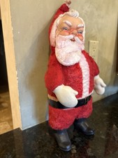 Vintage 1950s 18" RubberFace Santa Claus Christmas Decoration Plush Doll Figure