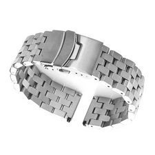 Silver 22mm Width Watch Band Strap Bracelet Link Solid Watchband Replacement