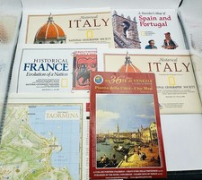 National Geographic Maps - Mixed Lot Of 6 Paper Maps France Italy Spain Portugal