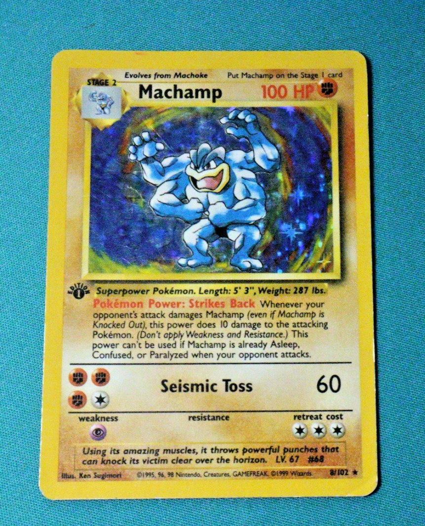 Machamp - 8/102 - Pokemon Base Set Unlimited Holo Rare Card WOTC LP