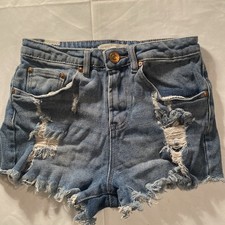 Almost Famous Jean Shorts Distressed Raw Hem Sz 3