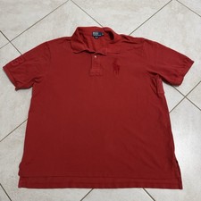 Ralph Lauren Polo Shirt Mens 2XB Red Big Pony Sleeve Number Collared Cotton