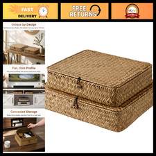 Seagrass Wicker Storage Baskets with Lids - Stylish Organizing Bins for Home