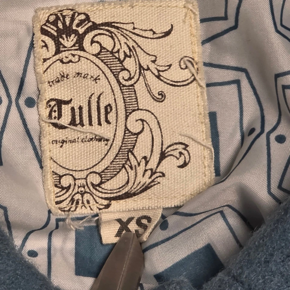 Женское синее трапециевидное пальто Anthropologie из шерстяной смеси на пуговицах спереди размер XS - Изображение 3 из 4