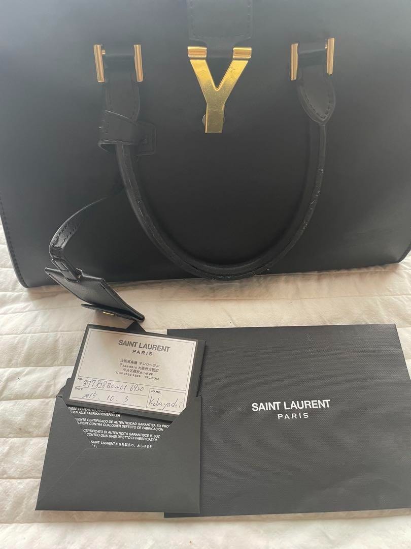 Borsa a tracolla YVES SAINT LAURENT YSL 2Way Cabas Chyc a mano in pelle nera grigia buona