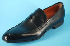 Santoni Fisk Black Leather Penny Loafer SZ 9 slip on dress shoe New $690