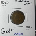 1873 INDIAN PENNY  KEY BETTER DATE  COIN    IN Good++ Condition XX818