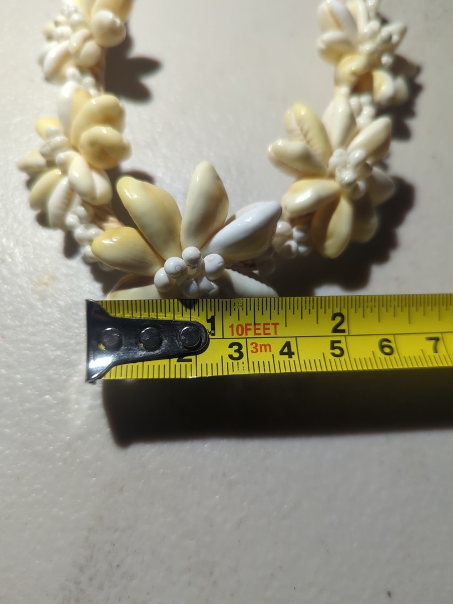 Cowrie Flower Braided Sea Grass Necklace Handmade Sea Shell-Vintage View 6