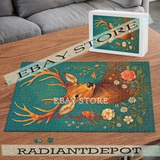 Woodland botanical deer 1000pc jigsaw puzzle 19.7X29.5 in