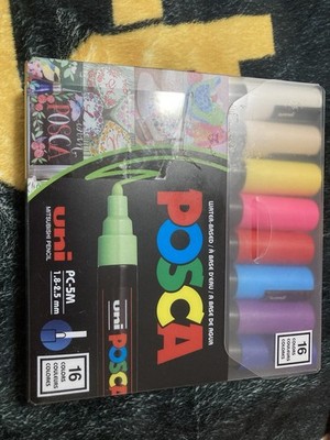 uni POSCA Paint Marker Set PC-5M Medium 1.8-2.5mm Tip 16 Colors