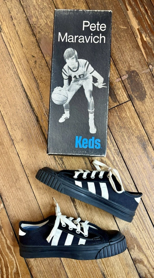 New In Box 1970’s Vintage Keds Pete Maravich Basketball Shoe Boys Sz3 - Image 2 of 4