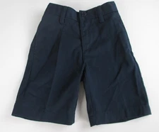 LANDS END Navy School Uniform Plain Front Cotton Chino Shorts Boys 7 Slim NEW