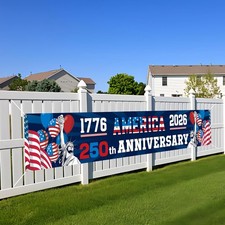 250th Anniversary American Banner Flag, 4th of July Decorations,1776-2026 USA 25