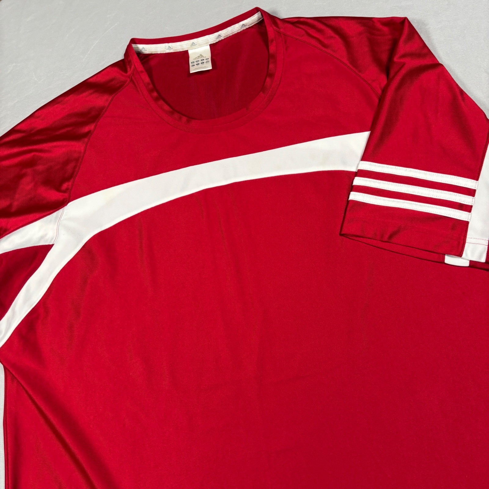 Adidas Soccer Jersey Mens XL Red White Vintage 2003 3-Stripe Athletic Shirt