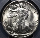 1944 D WALKING LIBERTY HALF DOLLAR PCGS MS 63 LUSTROUS WHITE, WELL STRUCK, SOME