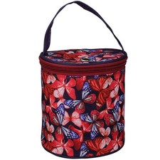 Blue Geometric Crochet Yarn Storage Bag Knitting Tote Organizer Case