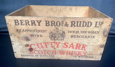 Vintage Berry Bros & Rudd Ltd Cutty Sark Scotch Whisky Wood Shipping Crate Box 