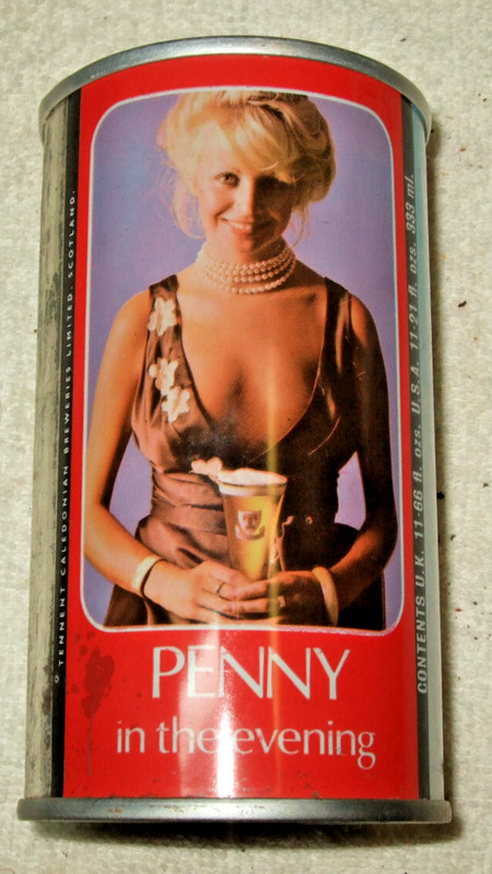 Tennent's Trade Mark Penny in the evening Beer Can SS Straight Steel Bottom Open