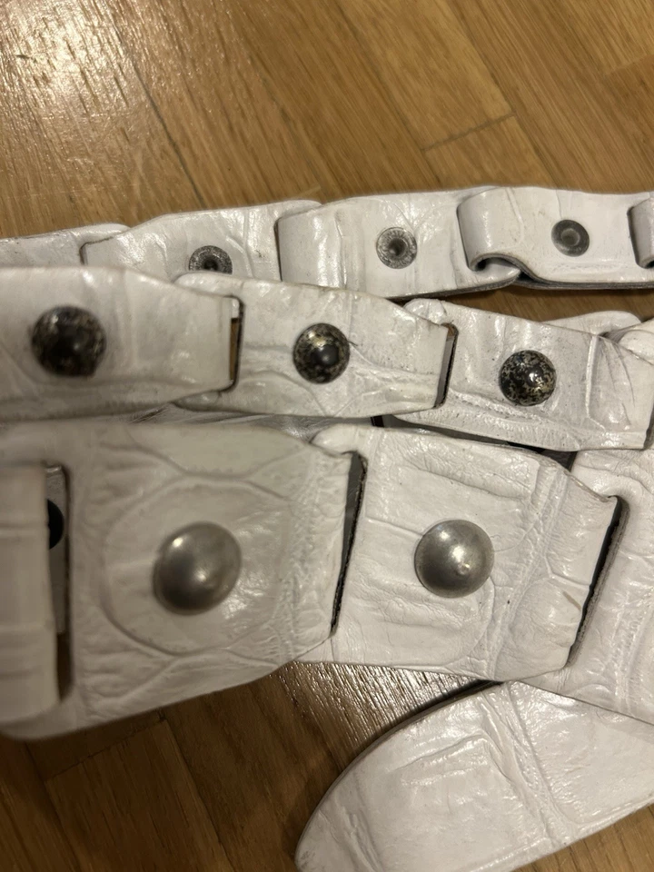 Gürtel Echtleder weiß Handmade Pferd verstellbar Hüfte - Bild 2 von 4