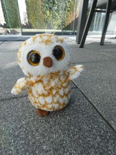 Ty Glubschi Beanie Boos &ndash; Eule wei&szlig;/braun/gold, Stofftier Glitzeraugen 16cm