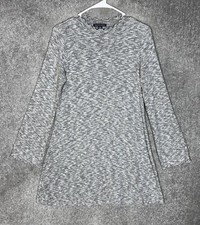 American Eagle AEO Dress Womens Size Large Gray Ribbed Soft Long Sleeve Ruffle