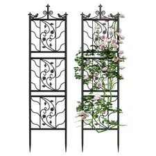 2x Tall Thick Metal Garden Trellis Bird Leaf Grid Panel Support Climbing Trellis