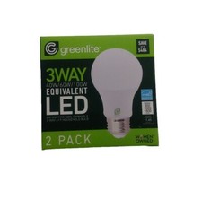 2 PACK GREENLITE 3-Way 40W 60W 100W LED A19 Bright White LIGHT BULBS 4W 8W 14W